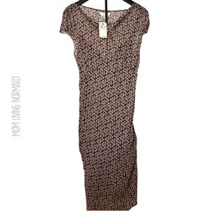 Chic Retro Pink Sea Floral Midi Dress